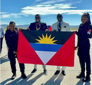 Antigua and Barbuda astronauts Anastatia Mayers and Keisha Schahaff alongside CEO of the Antigua and Barbuda Tourism Authority (ABTA) Colin C. James, and ABTA US Director of Tourism Dean Fenton