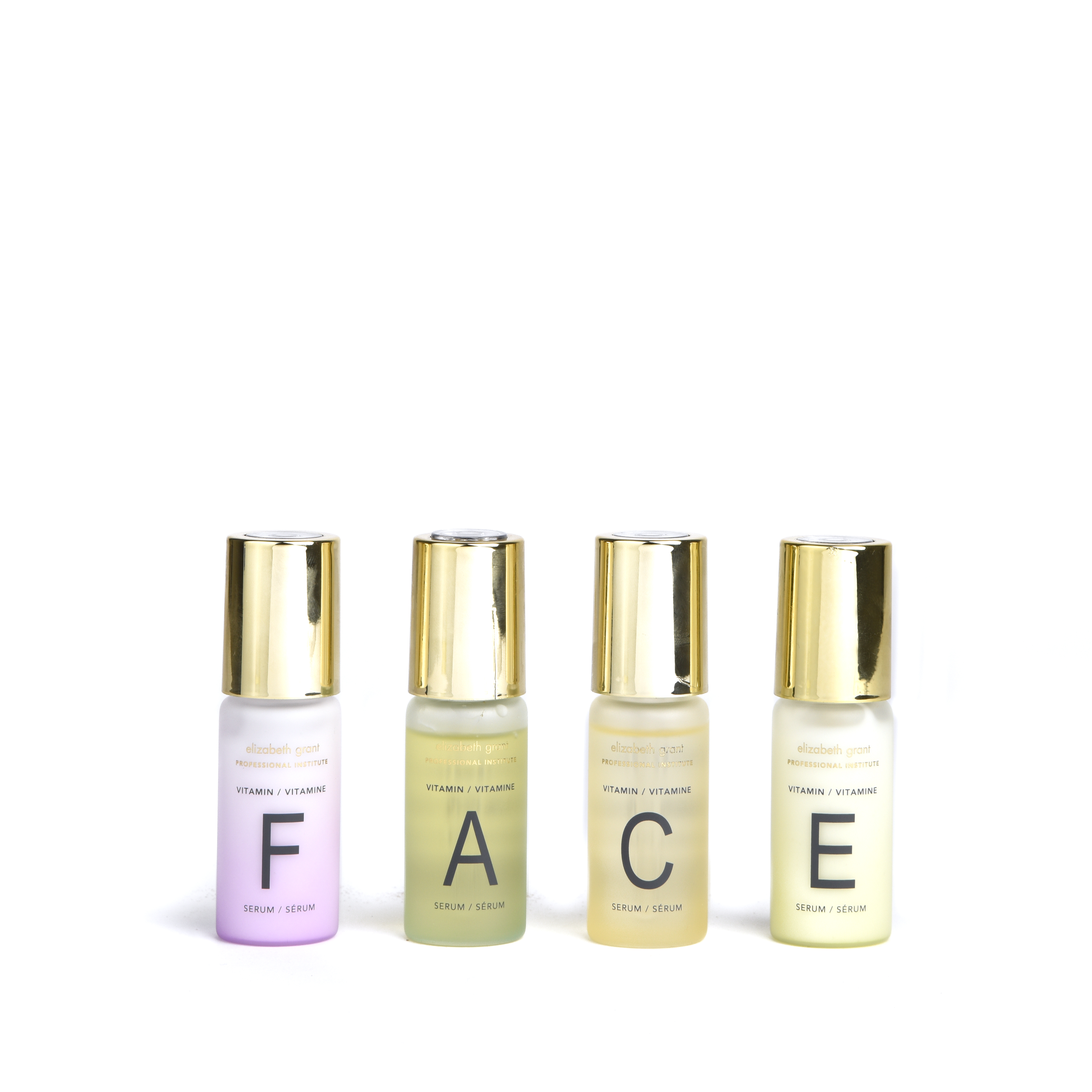 Elizabeth Grant Vitamin Serum, four vials of vitamins with droppers