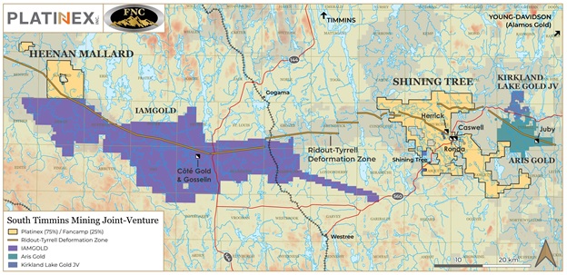 Figure 1: Platinex – Fancamp Joint Venture Property Locations