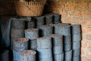 Water For People-developed fecal sludge briquettes