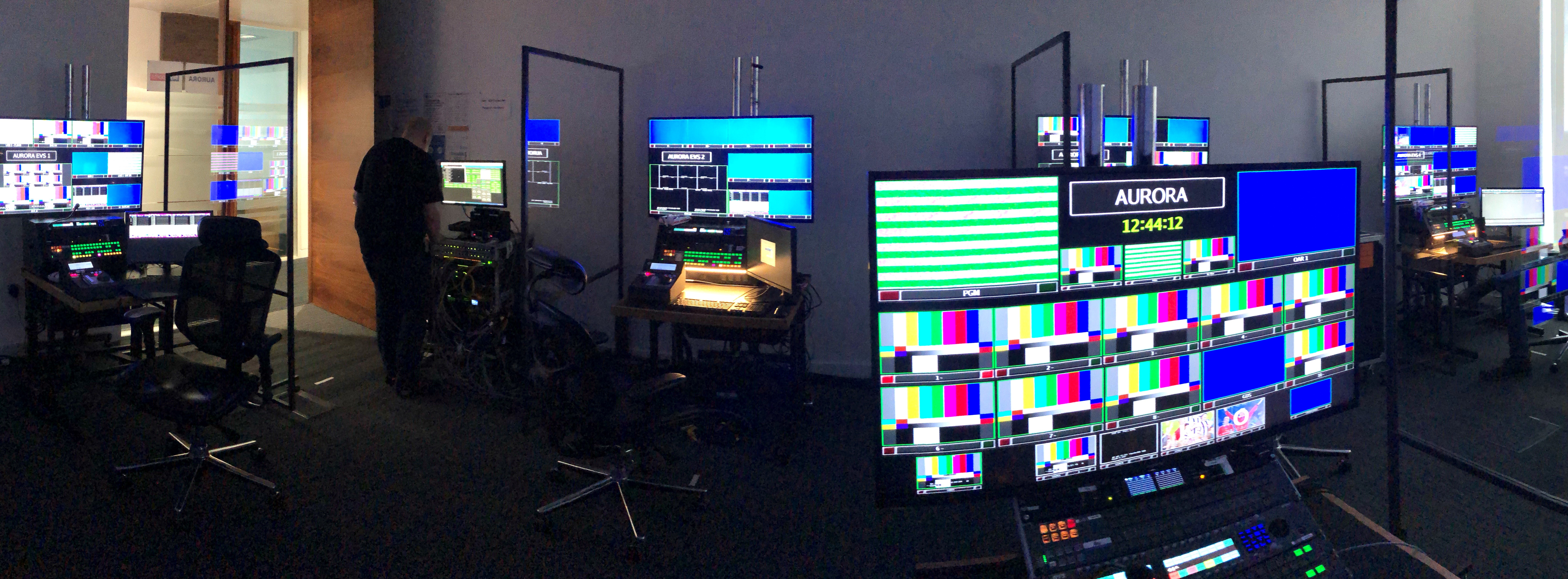 Social distancing and safety measures are in place throughout the NEP Manchester remote production facility to protect staff and clients working at the site.