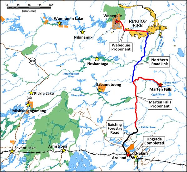 2020 03 02 Noront Ring of Fire Northern Road Link Map