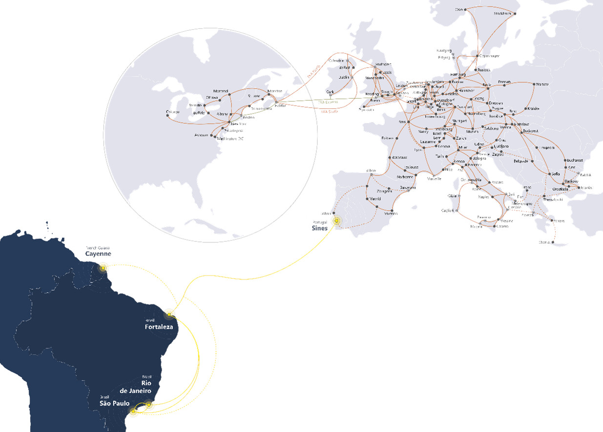 EllaLink ve EXA Altyapı ağ haritası