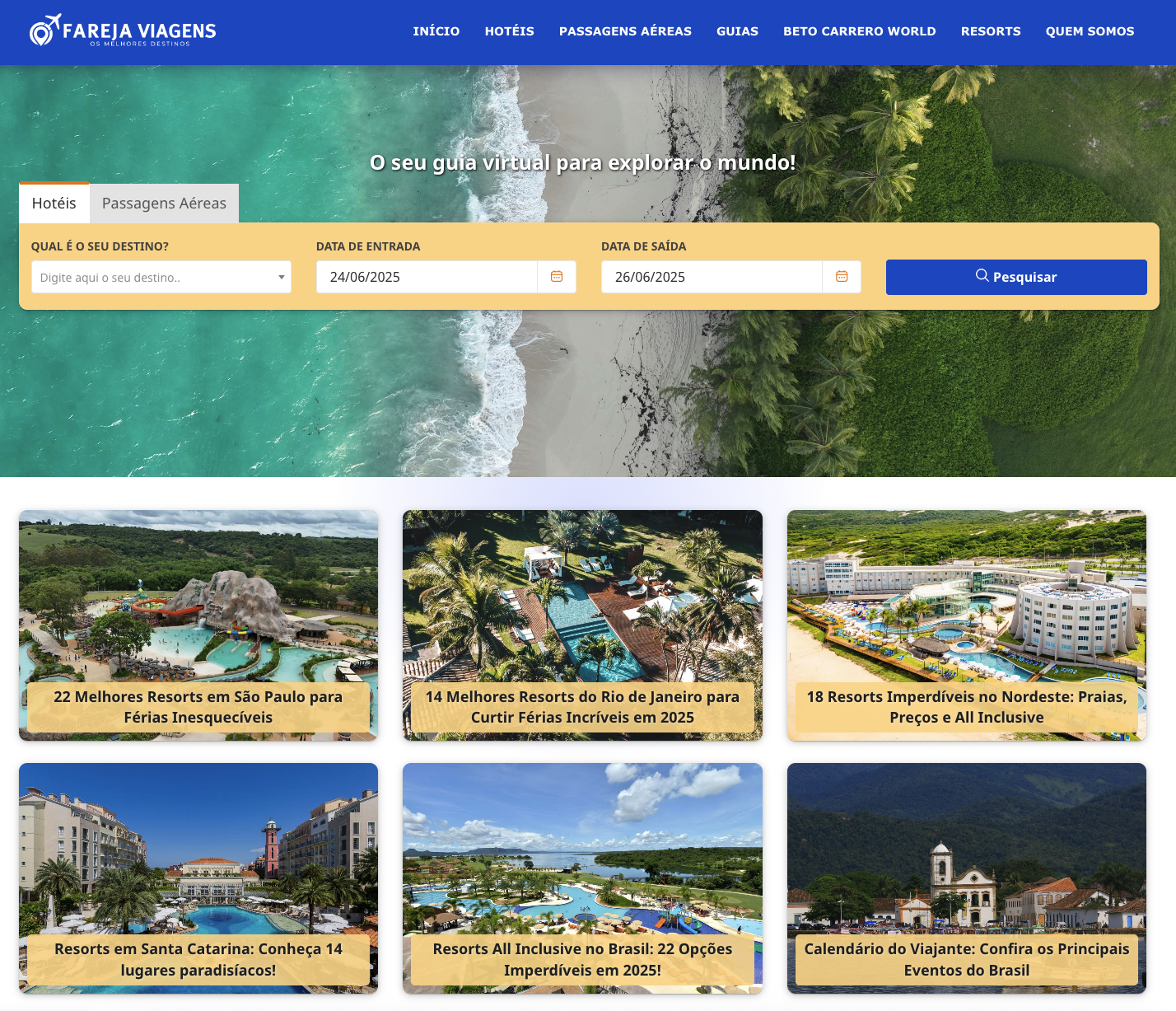 Fareja Viagens está de cara nova: novo layout, novos recursos e guias completos de viagem