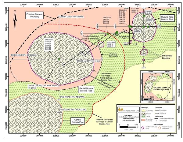 Figure 1: Geological Plan Map of the Santa Barbara Breccia Pipe area