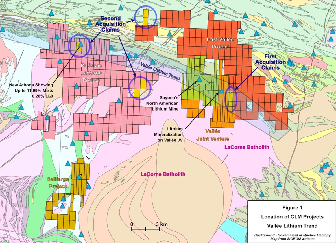 Location of Jourdan Projects – Vallee Lithium Trend