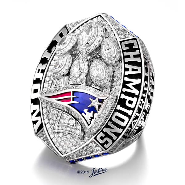 The New England Patriots 2018 Super Bowl LIII Championship ring, designed by Jostens.