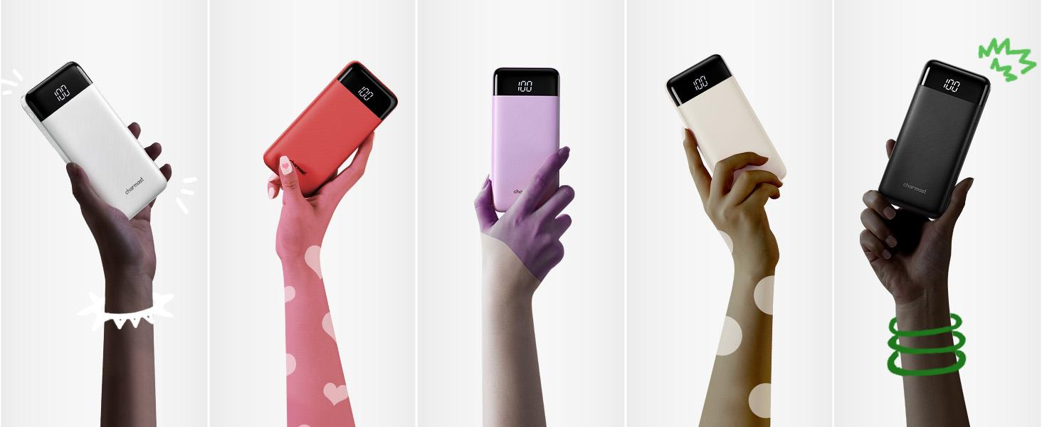 Charmast portable charger with built-in cables highlighting slim design and everyday charging convenience.