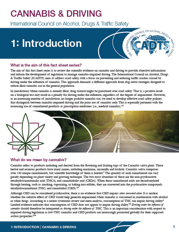 Cannabis & Driving – ICADTS – 1: Introduction