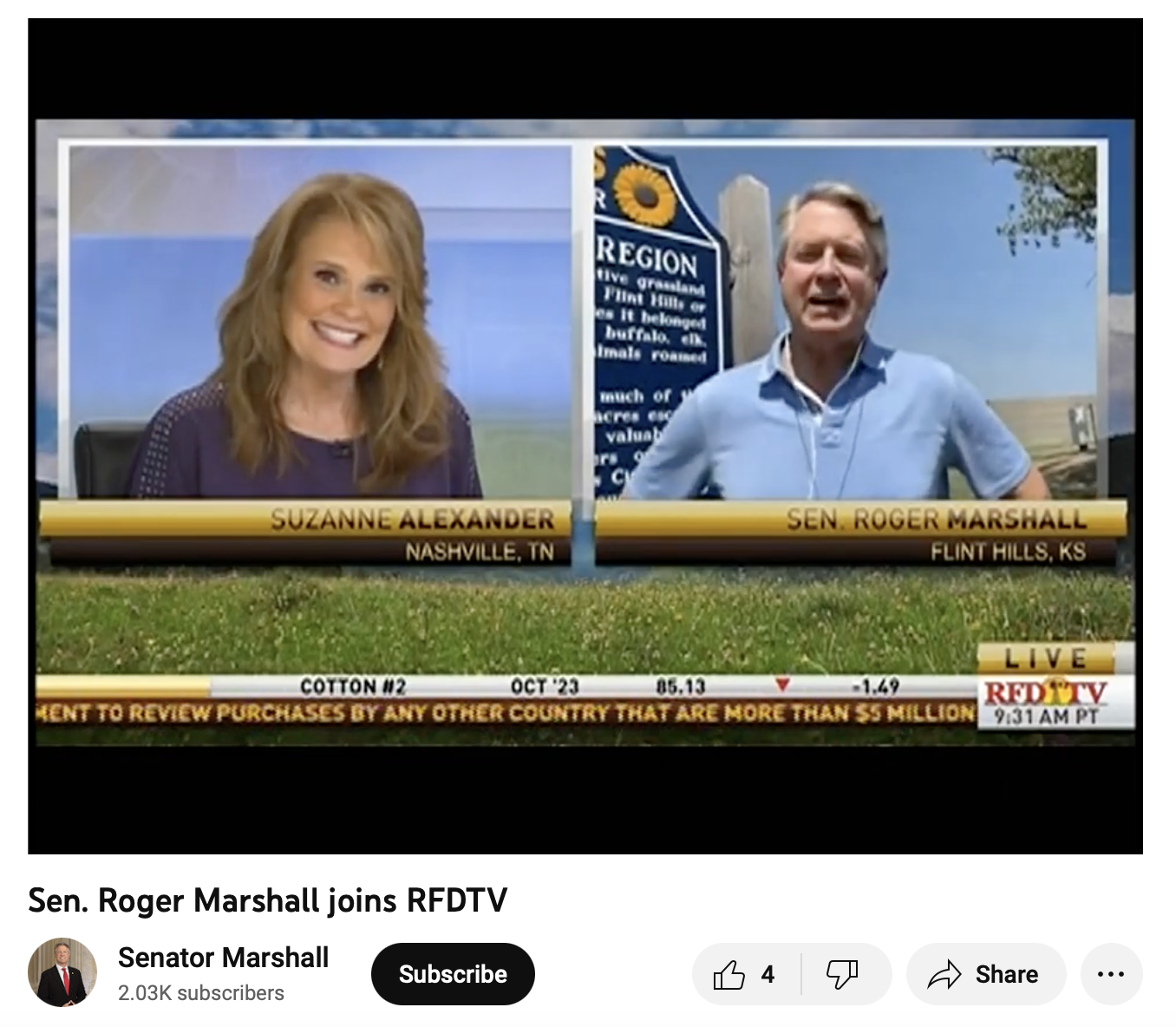 SEN. Marshall on RFDTV