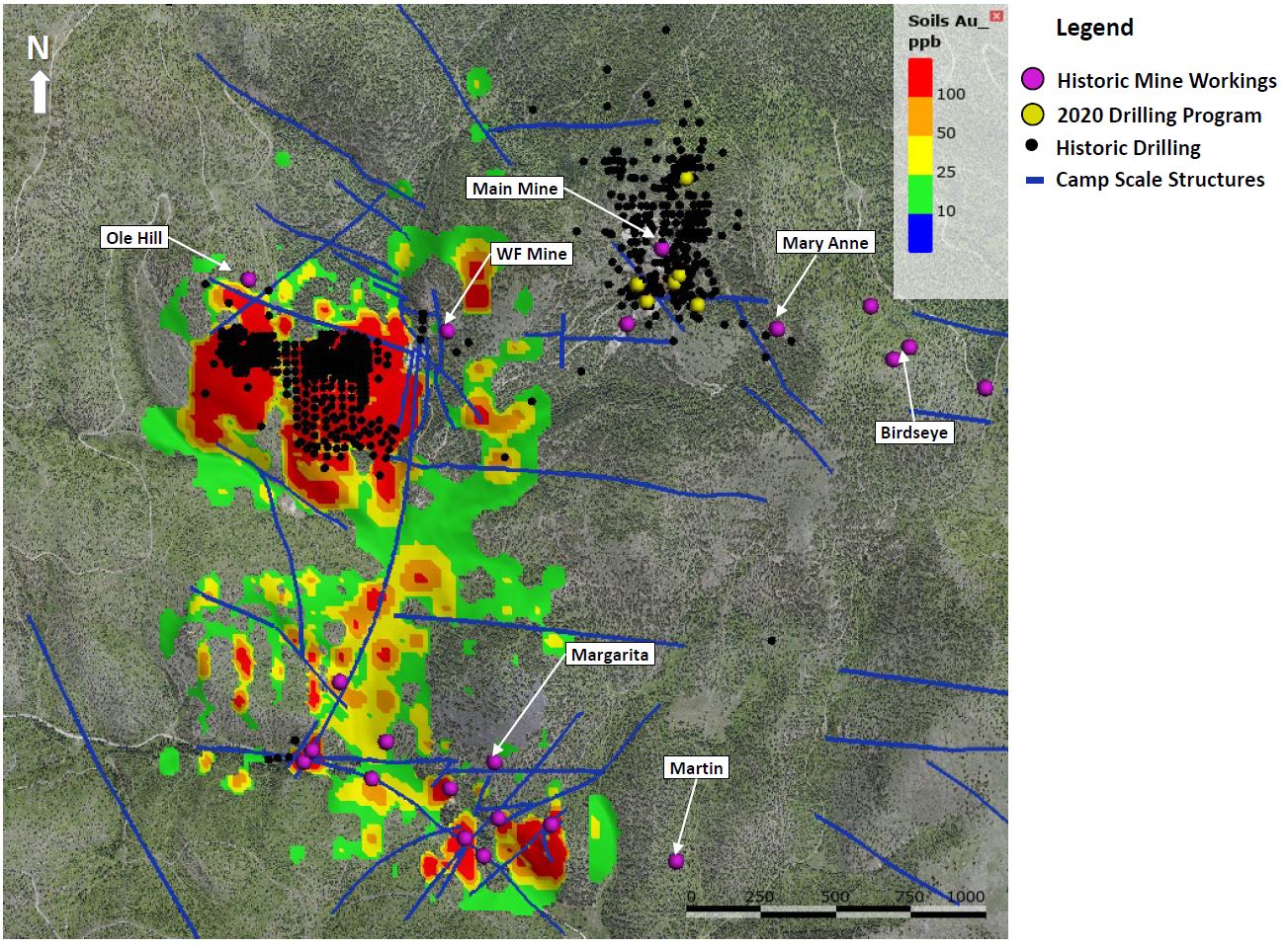 Figure 6. Hog Heaven Gold-in-Soil Geochem