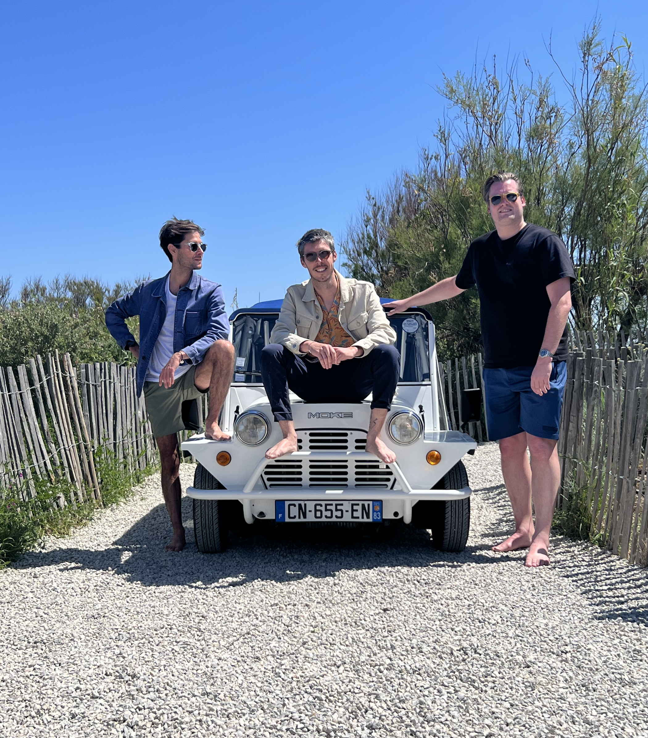 Willy Gruyelle (CEO of MOKE France), Quentin Monge (artist) and Wouter Witvoet (CEO and Founder of EV Technology Group)