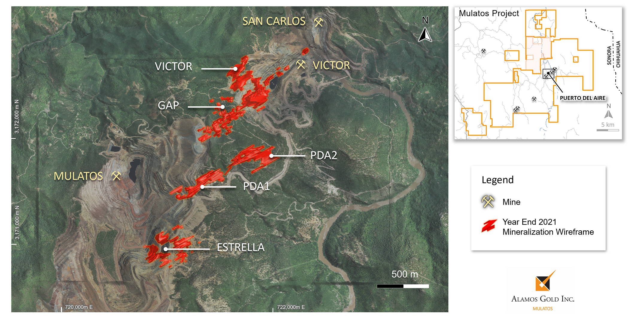 Figure 2_ Puerto Del Aire Sulphide Gold Mineralization Wireframes