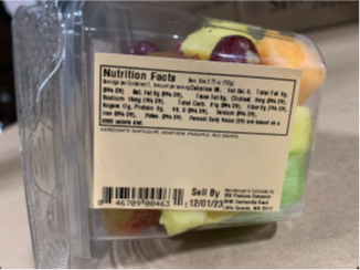 Packaging Label of Recalled Items