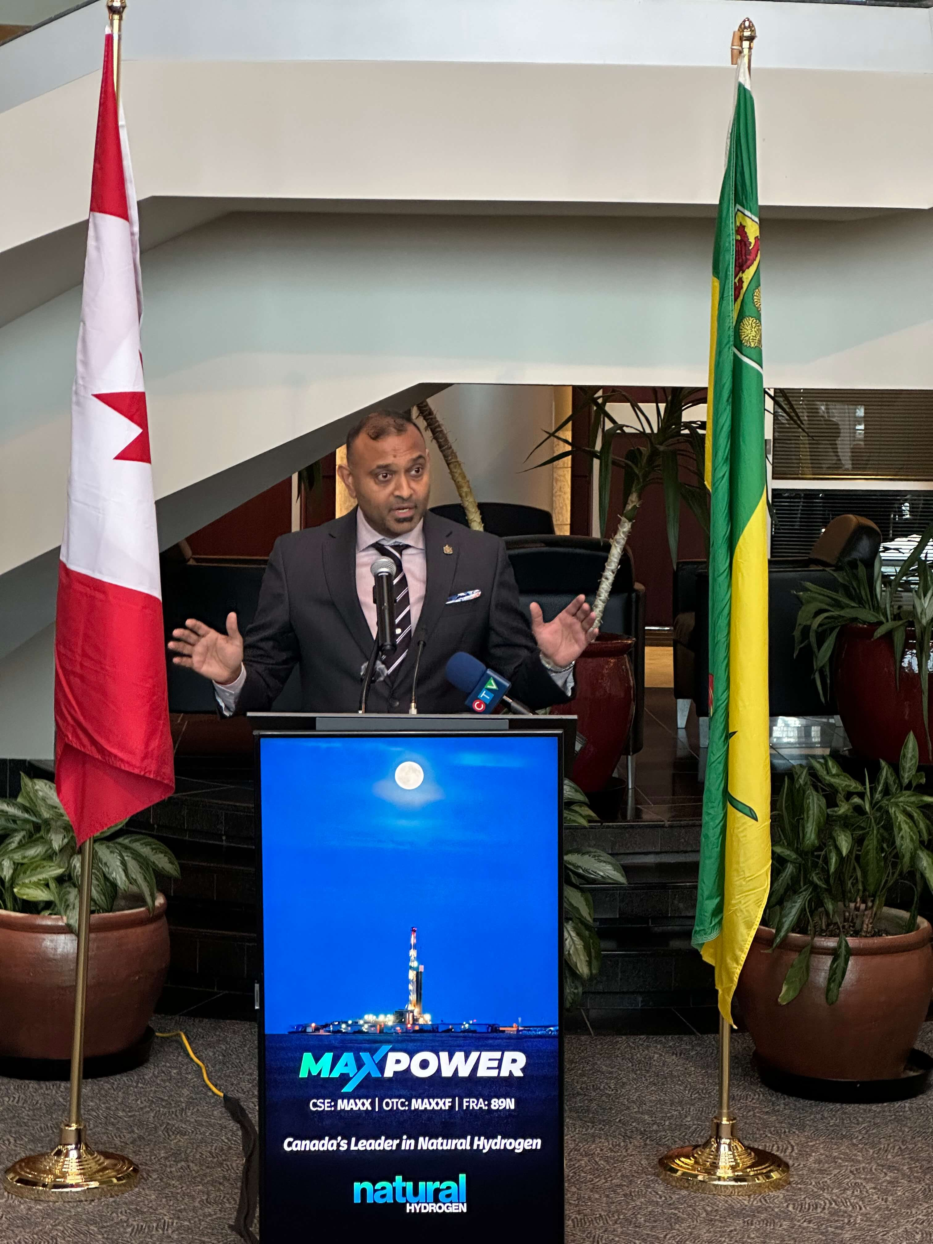 Figure 1: CEO Ran Narayanasamy at Regina news conference re: Lawson Discovery image