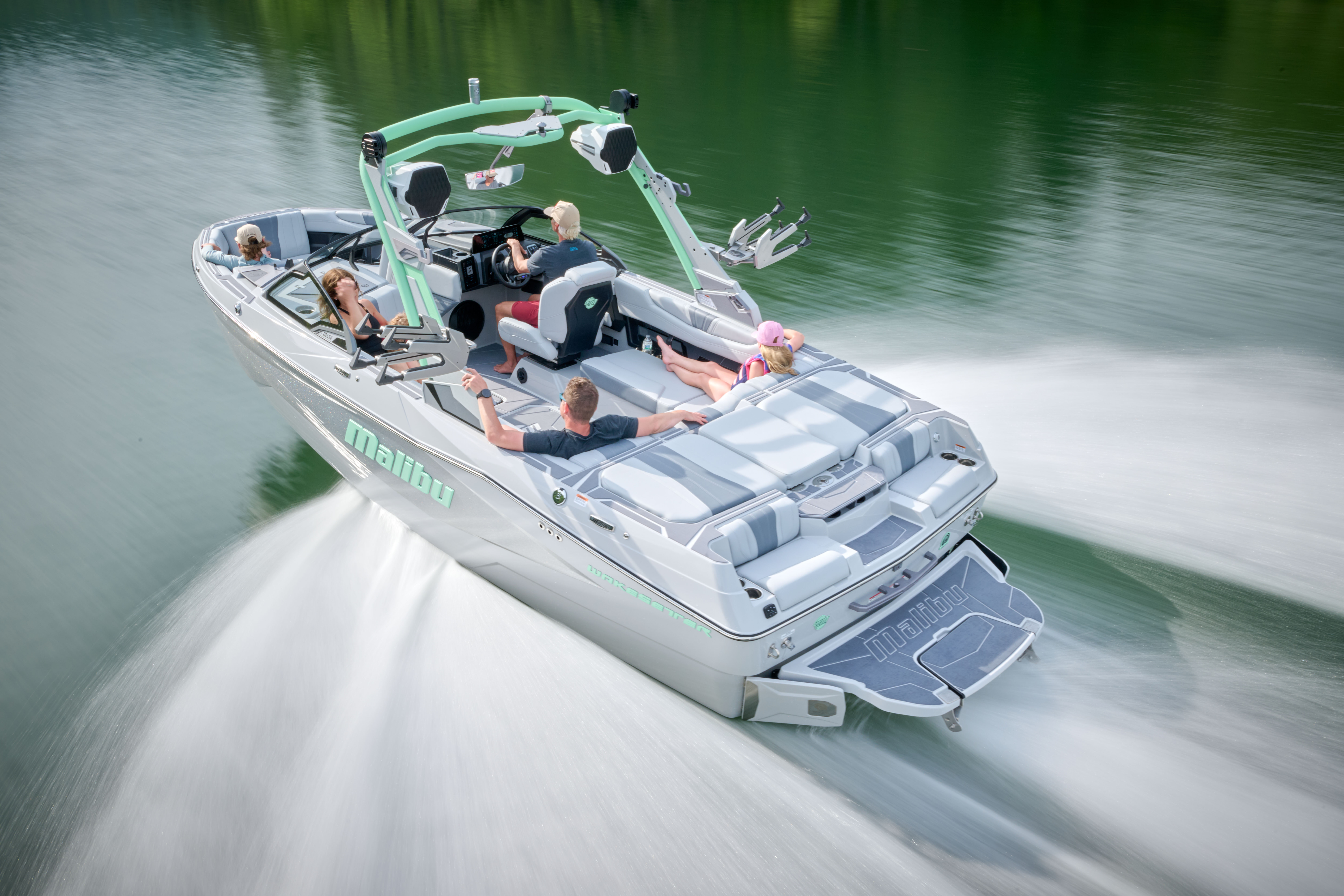 The redesigned interior of the 2026 Malibu Wakesetter 22 LSV provides plush seating and comfort while cruising at top performance.