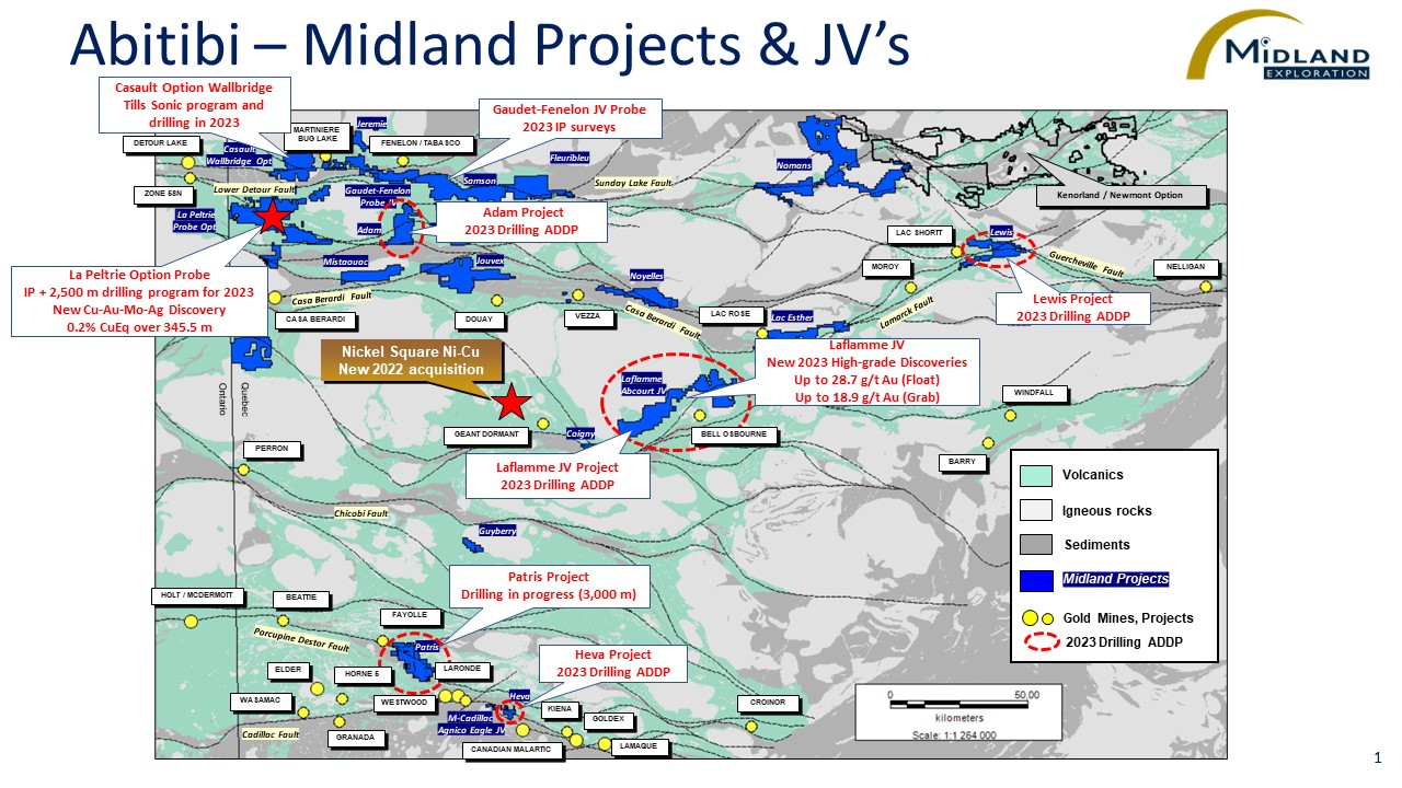 Figure 1 Abitibi-Midland Projects & JV's