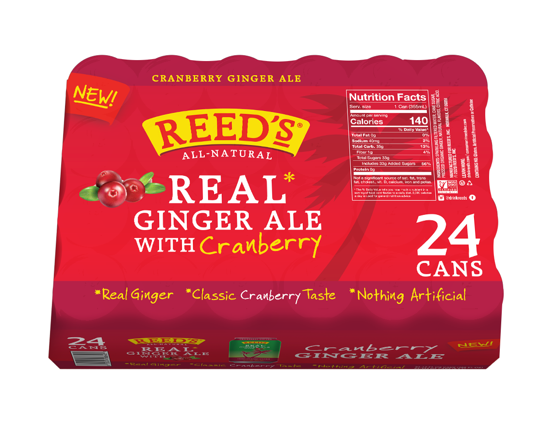 475 REEDS CRANBERRY GINGER ALE 24 PACK FRONT CASE