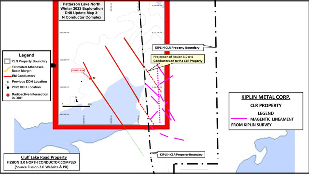 Map of Kiplin and F3 Uranium Property Boundary