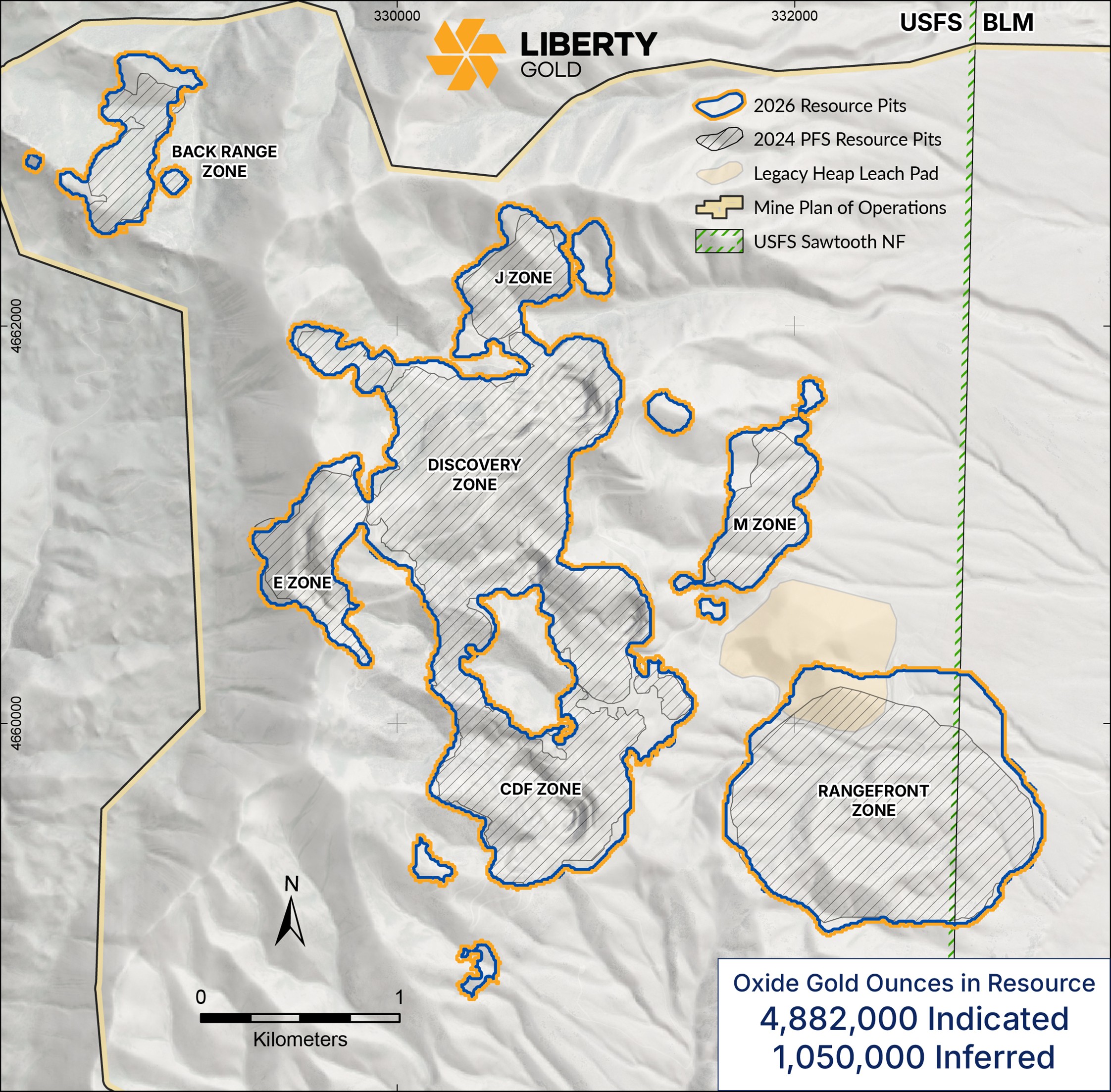 Plan map of the Black Pine Mineral Resource Pits 