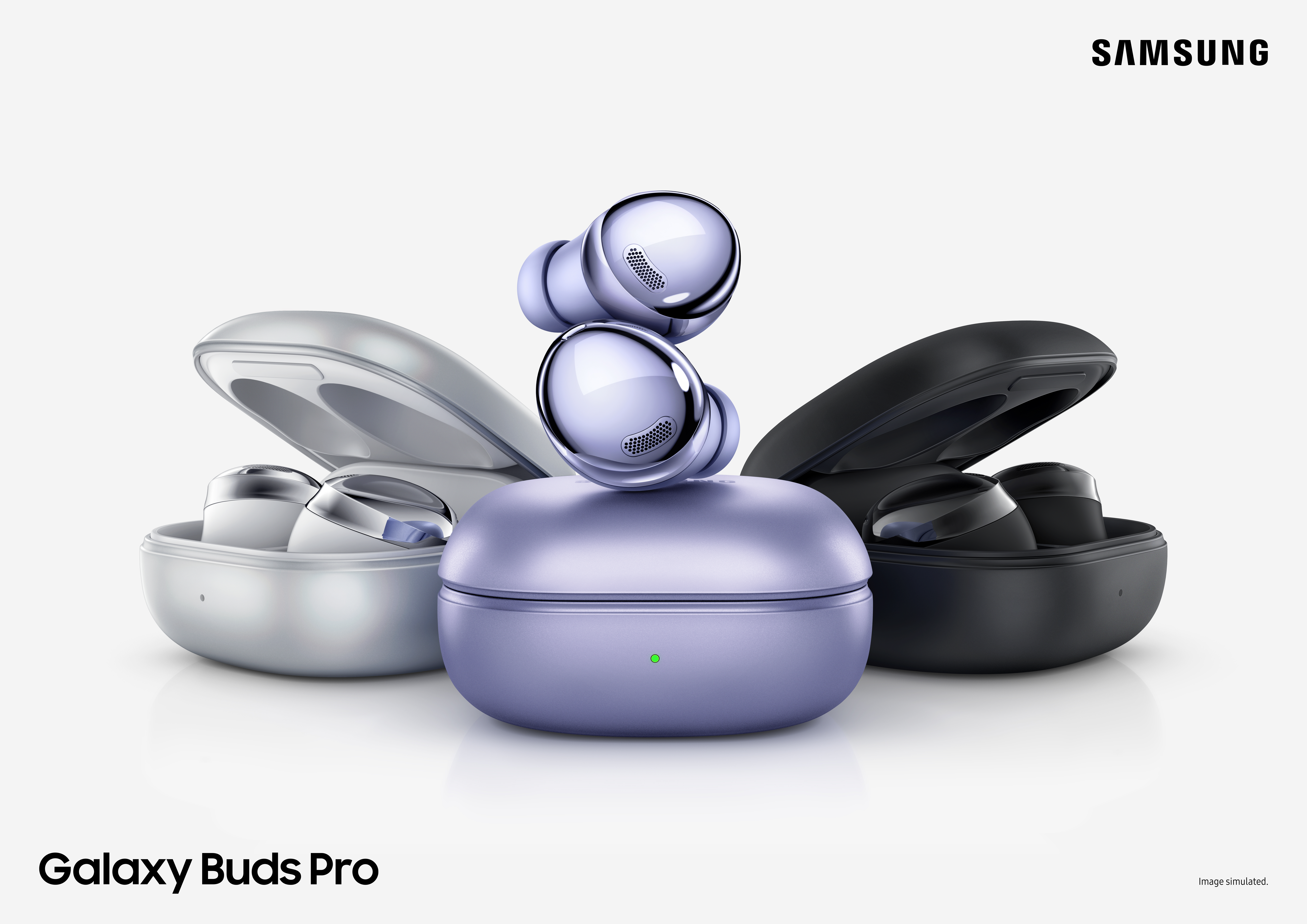 Galaxy Buds Pro are offered in three stunning colours: Phantom Violet, Phantom Black and Phantom Silver