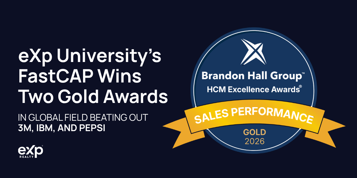 eXp University’s FastCAP Wins Two Gold Awards in Global Field Beating Out 3M, IBM, and Pepsi