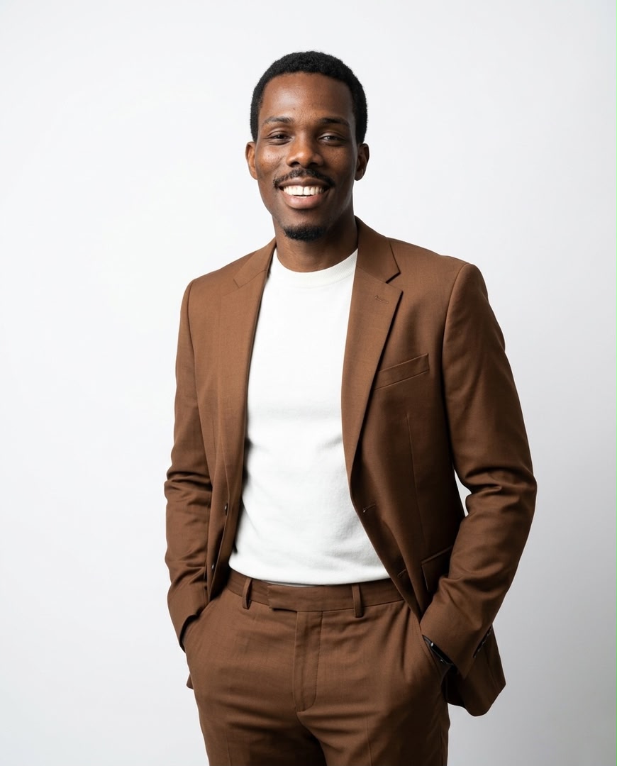 Portrait of Majiye Uchibeke, award-winning filmmaker and Founder & CEO of eel, a Black-owned free streaming platform.