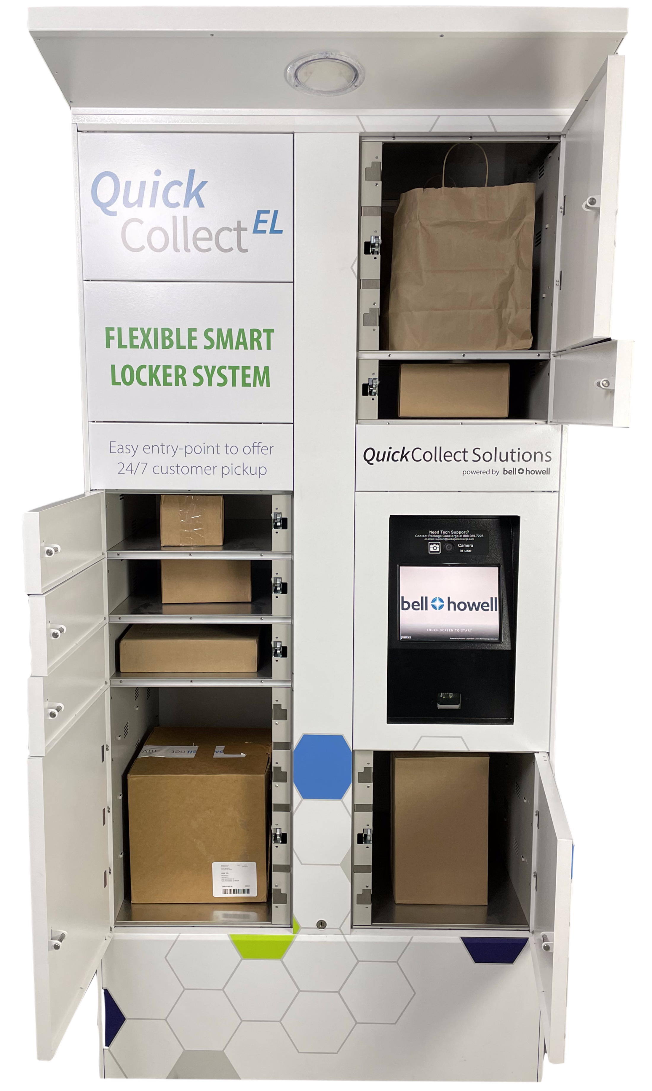 The QuickCollect EL is QuickCollect Solution's newest 24/7 indoor/outdoor smart locker solution for retailers, grocers, and pharmacies.