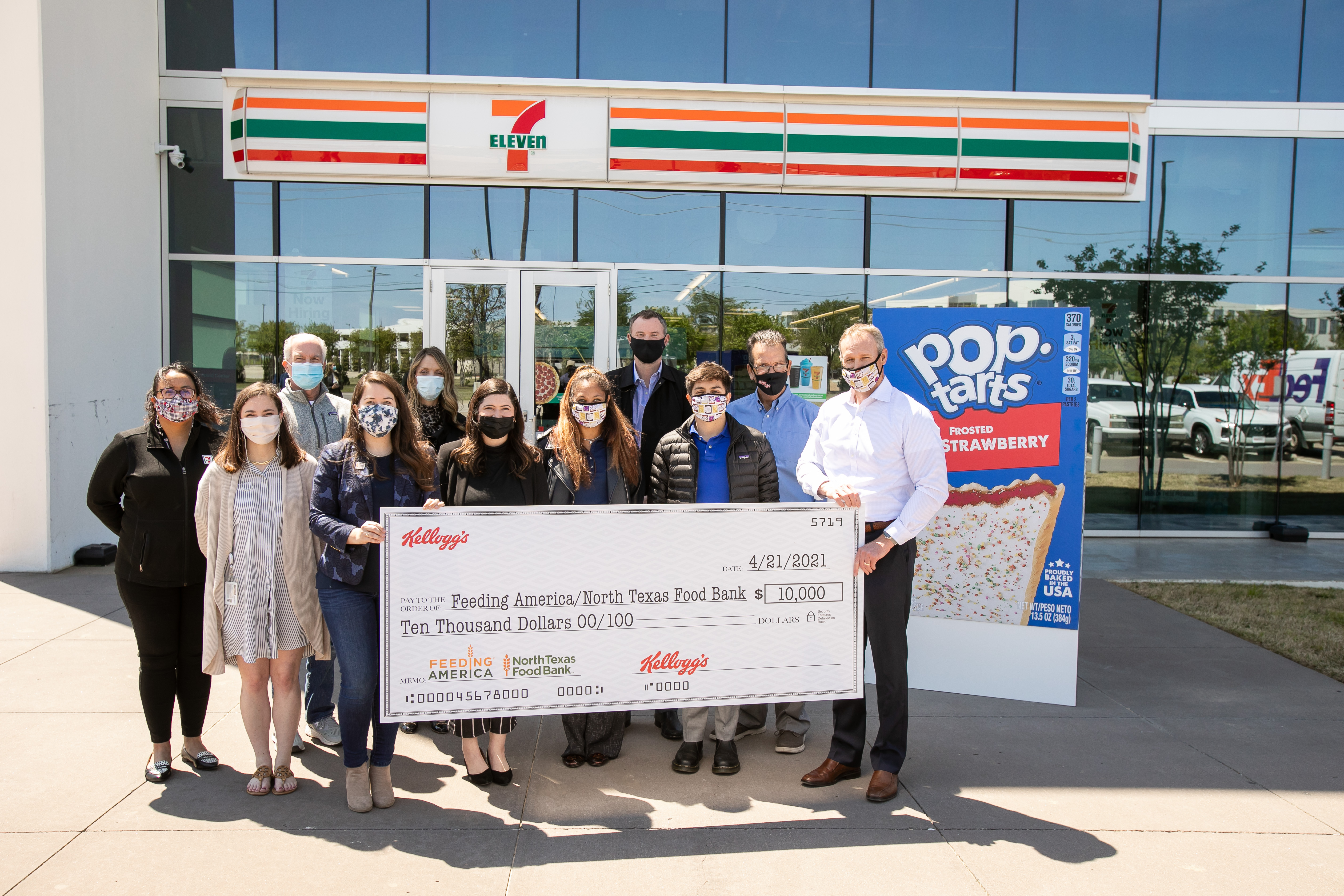 Kellogg also supported a 7-Eleven Feeding America campaign by donating 10-cents for every participating cereal or snack purchased at 7-Eleven® stores between April 14-20. As a result of the promotion, Kellogg also presented a $10,000 check to help provide critical nourishment to the North Texas communities that were impacted by February’s severe winter storm and those continuing to feel the effects of the COVID-19 pandemic. In total, the equivalent of more than 34,000 meals were donated to North Texas Food Bank.