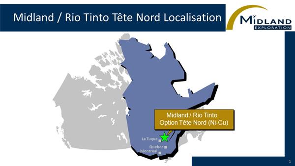 Figure 1 MD-Rio Tinto Tête Nord Localisation