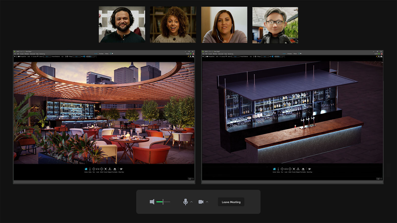 An image showing multi-user cloud collaboration in NVIDIA Omniverse View.