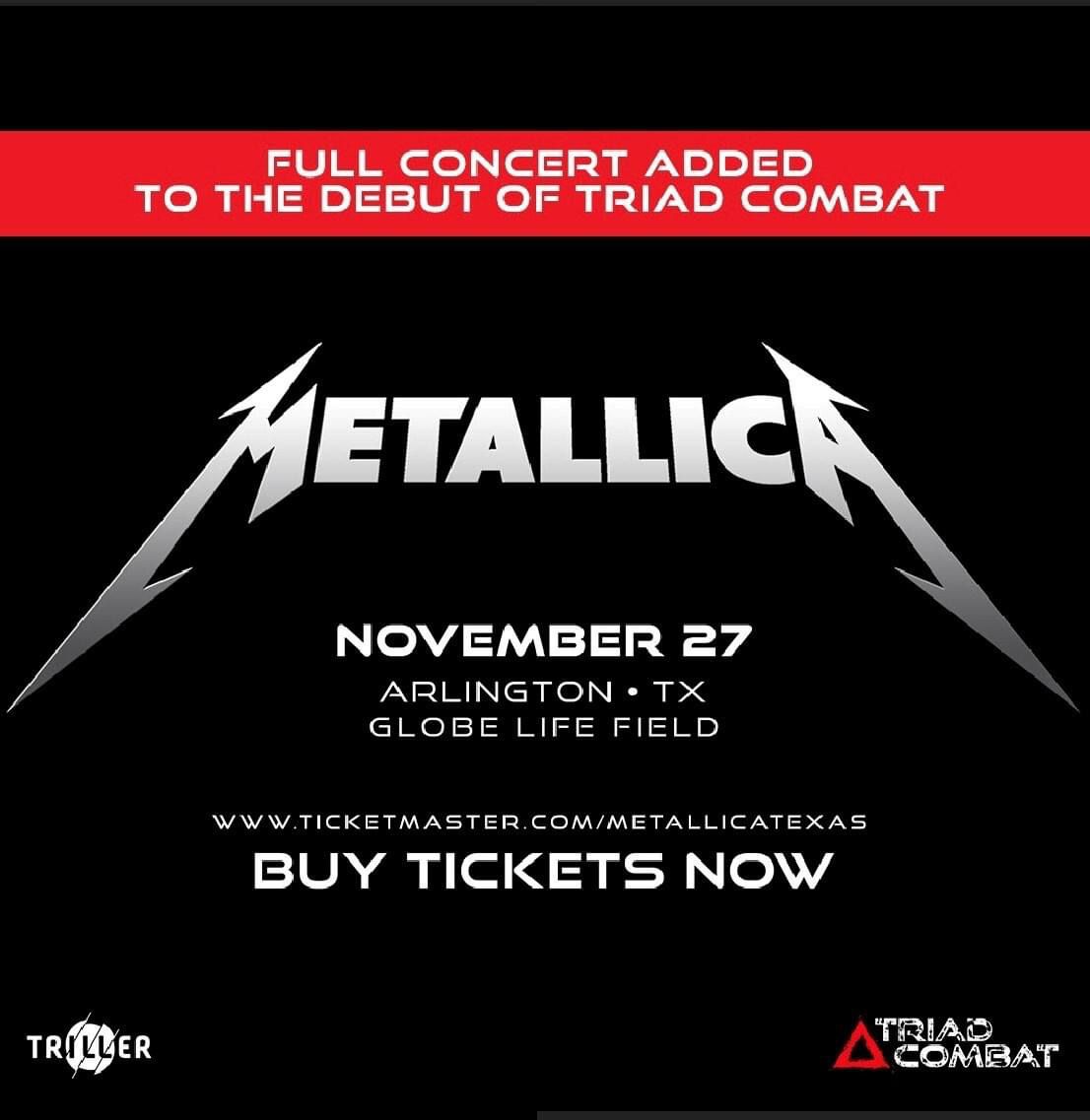 TRILLER AND METALLICA ANNOUNCE ON-SALE OF TICKETS FOR