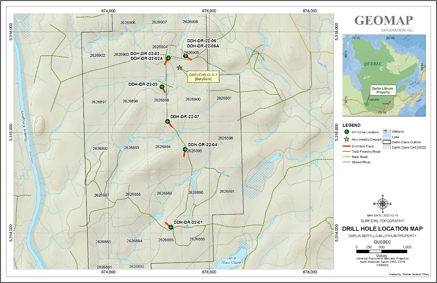 Location of 2022 drill holes