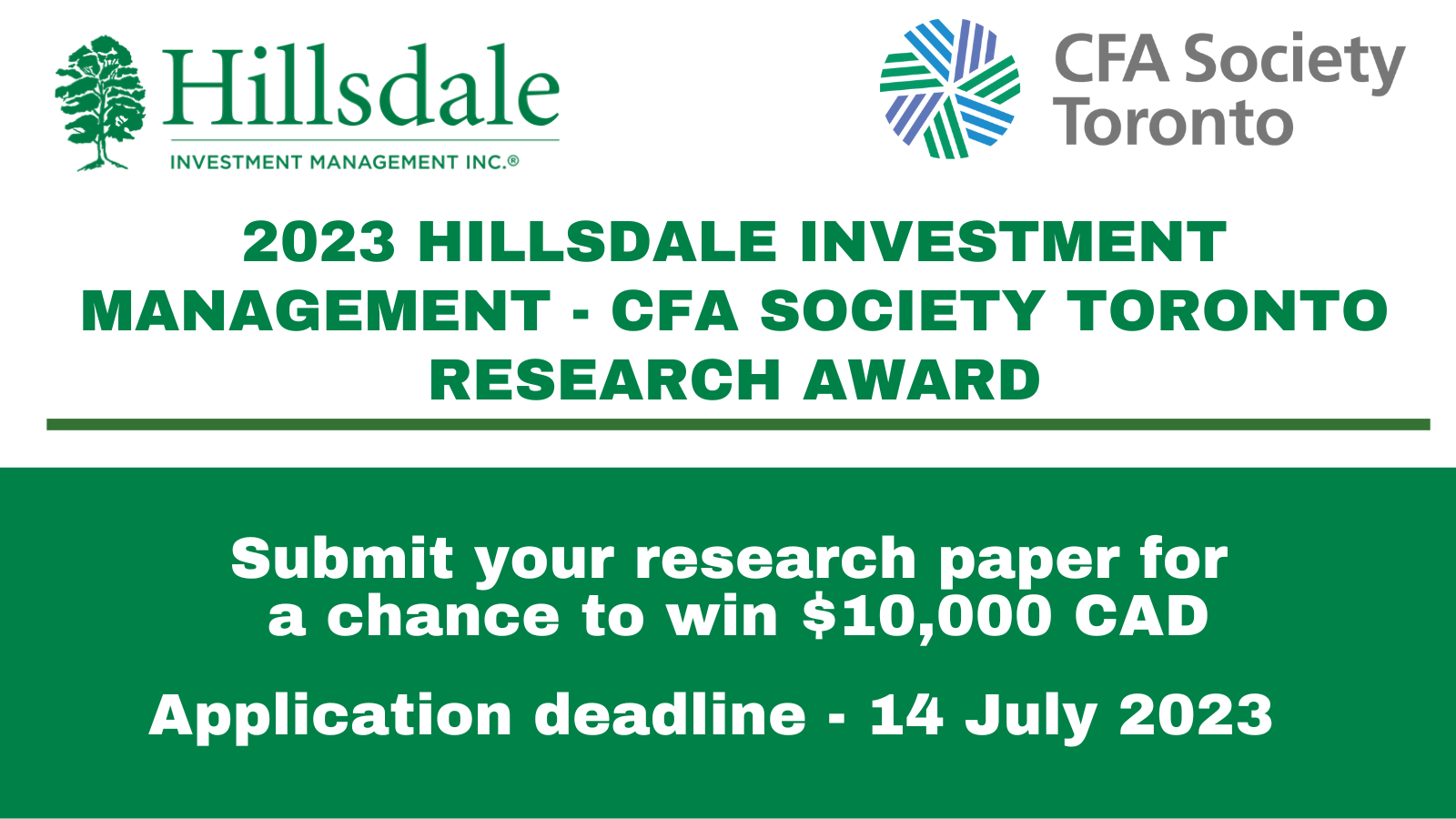 2023 Hillsdale Investment Management - CFA Society Toronto Research Award Winners