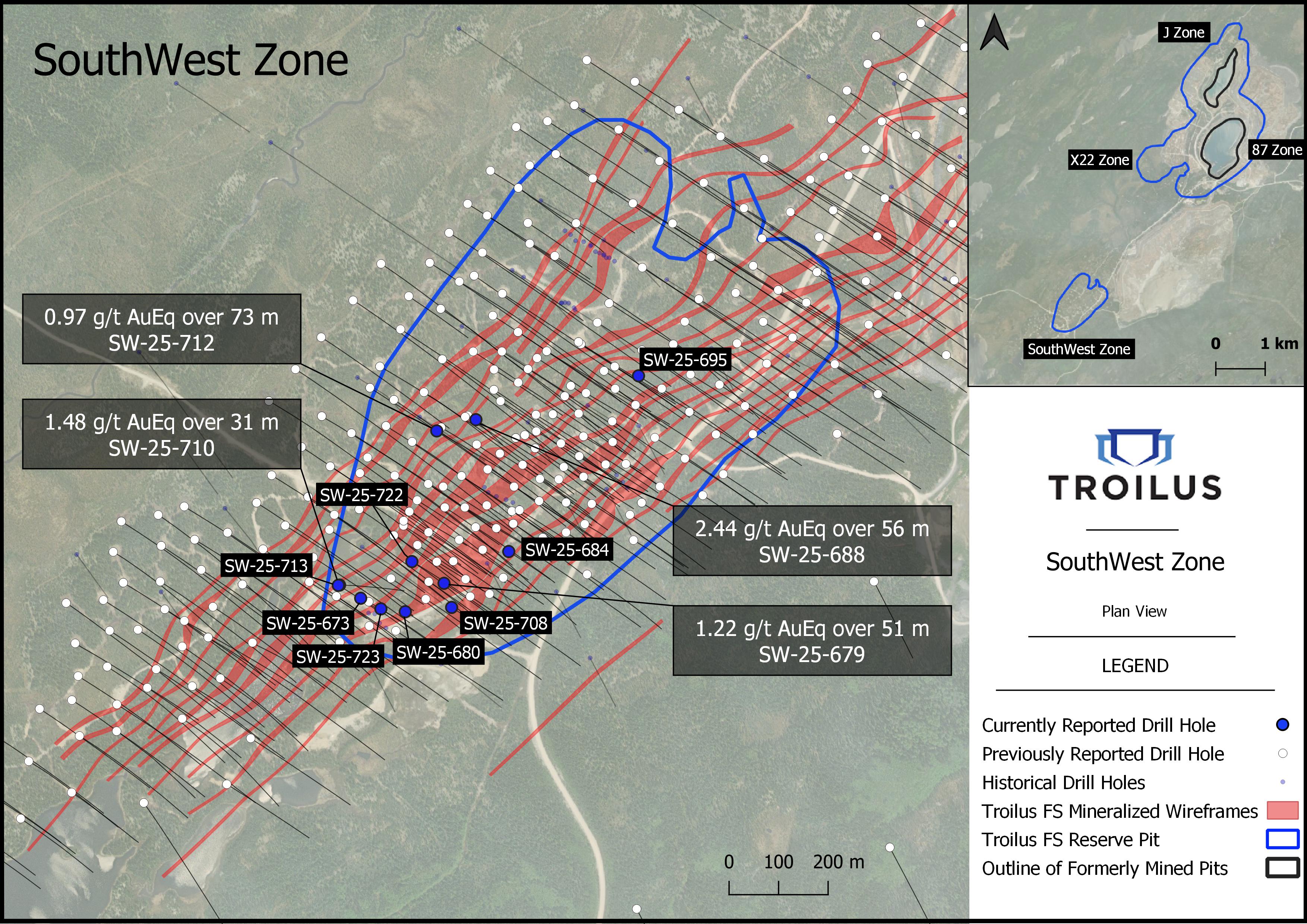 Troilus Reports Record Intercept of 2.44 g/t AuEq Over 56m in the Southwest Zone