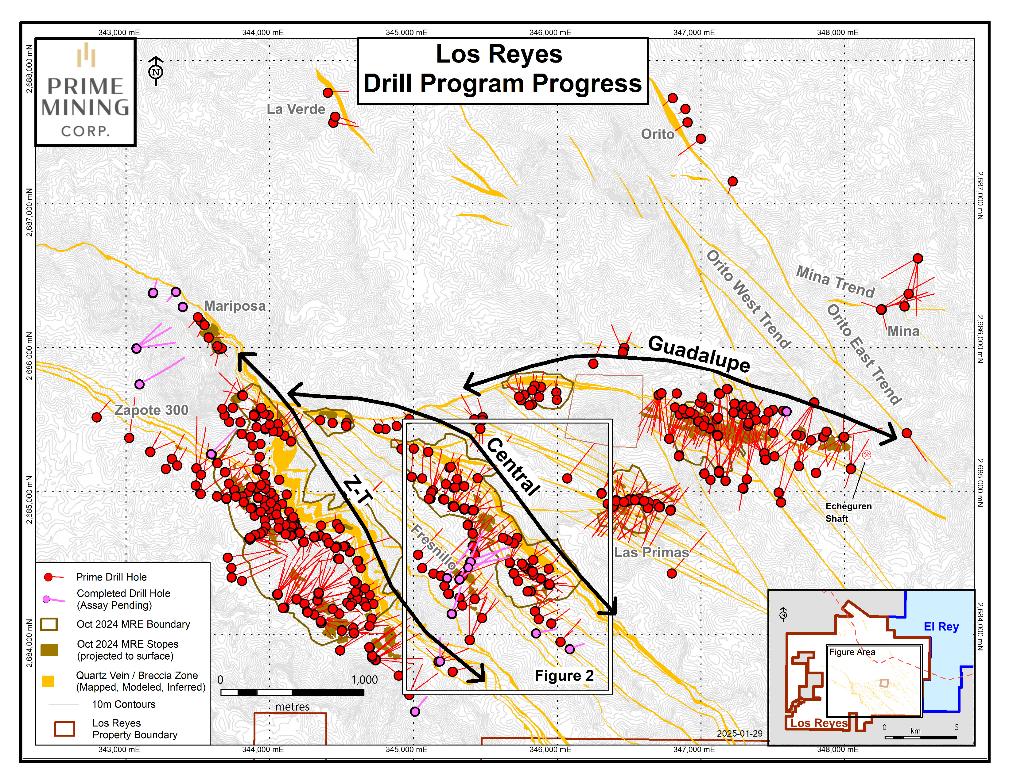 Figure 1 Los Reyes Drill Program Progress_Jan 2025_v2