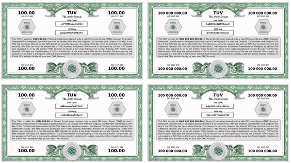 WM's TUVs can be used for large or small transactions in many varying currencies 