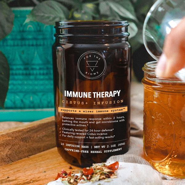For The Biome's  Immune Therapy Cistus+ Infusion is now available to the North American market for the first time. Created by Master Herbalist Paul Schulick, the groundbreaking formula contains an extraordinary combination of protective compounds clinically proven to strengthen the immune response within 2 hours*. 