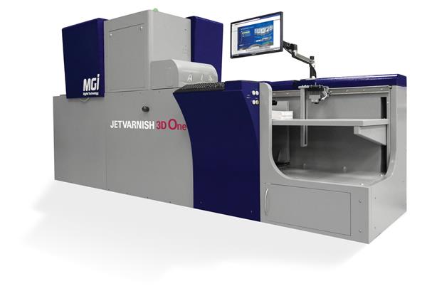 Konica Minolta announced the first installation of its MGI JETvarnish 3D One, a digital embellishment press introduced at PRINTING United in October, 2019.