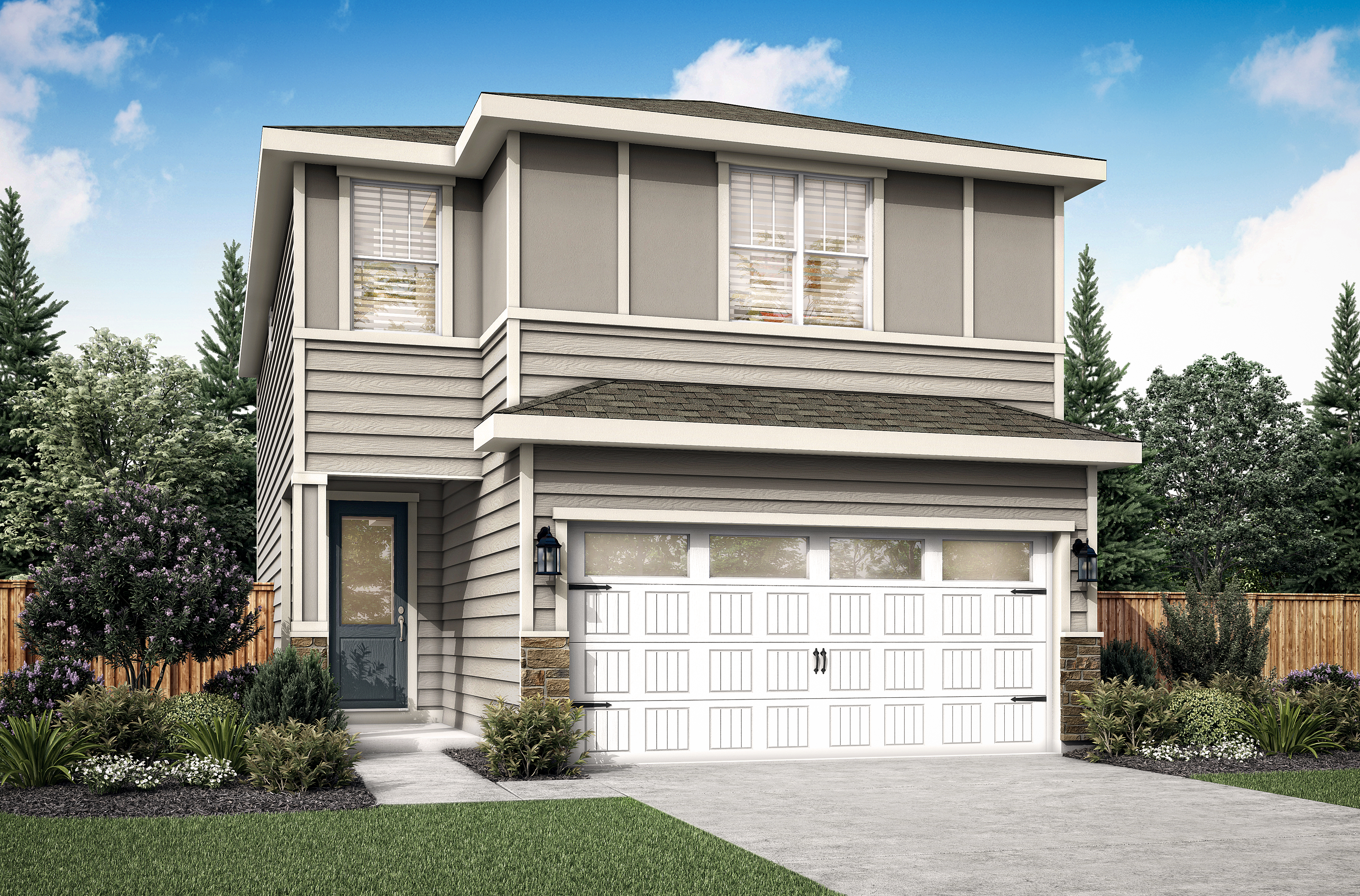 The Helens Plan by LGI Homes at LaLonde Creek in Vancouver, WA features four bedrooms, two-and-a-half bathrooms with a covered porch and patio and an upstairs game room.