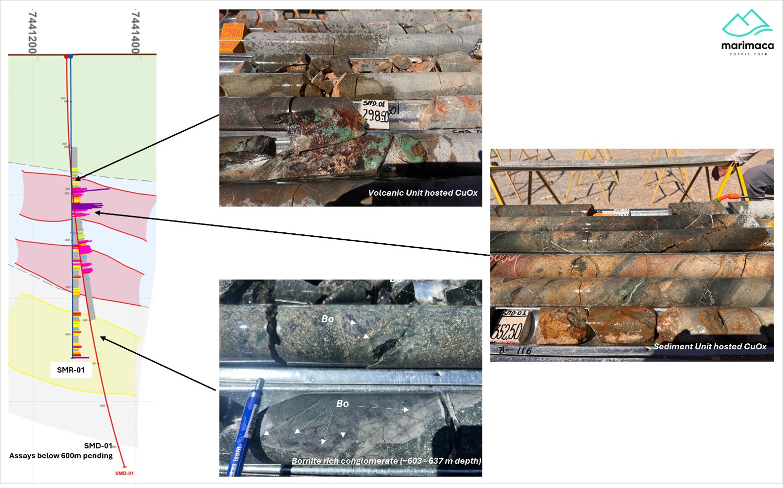 Selected Core Photos from SMD-01 dominant mineralization types. Core size is HQ.