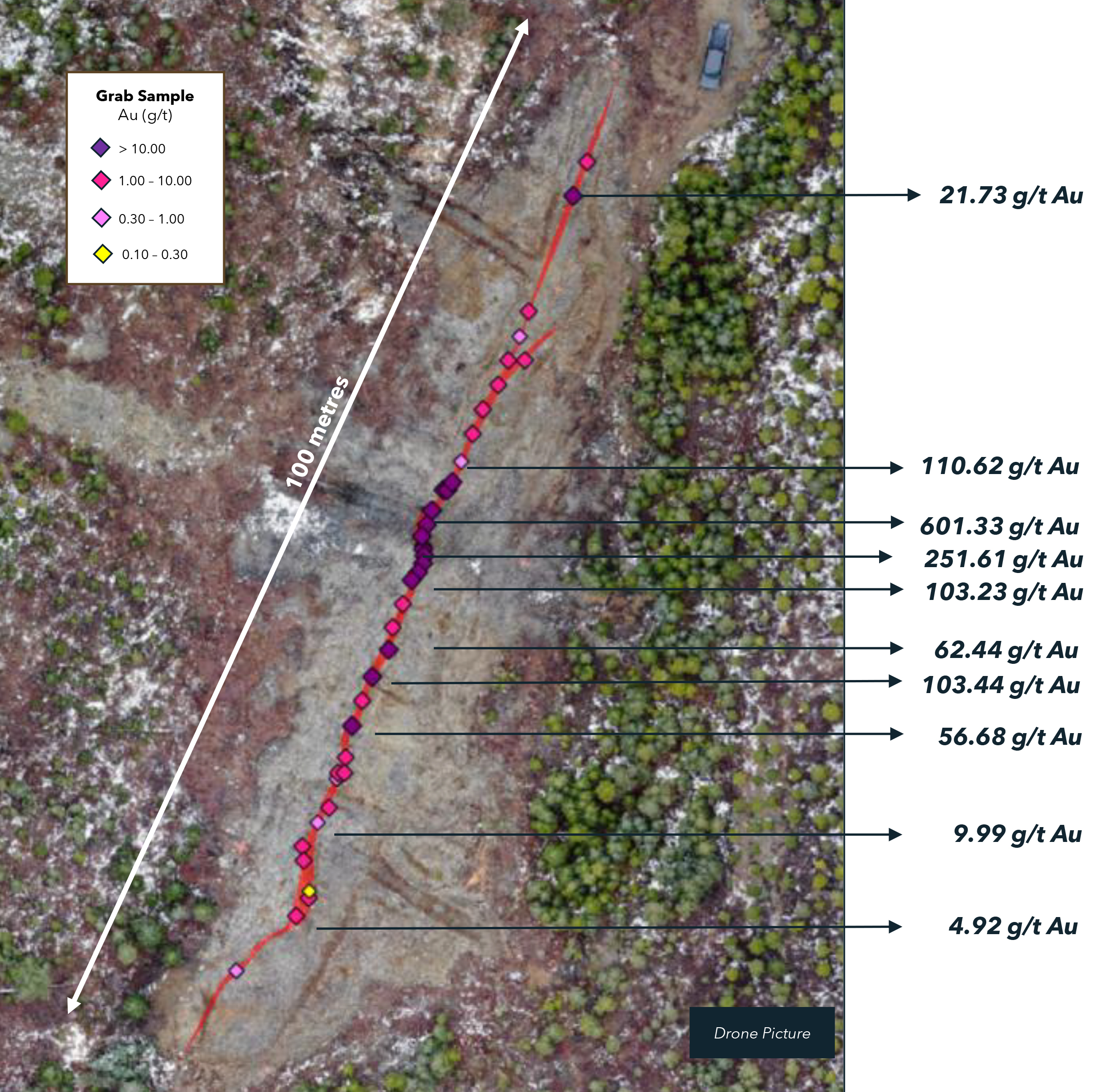 Sampling of the RIM gold vein at the McKenzie Gold Project 