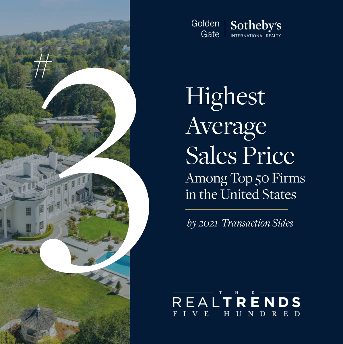 Golden Gate Sotheby's International Realty Ranks No. 3 Among Top 50 Firms in the United States