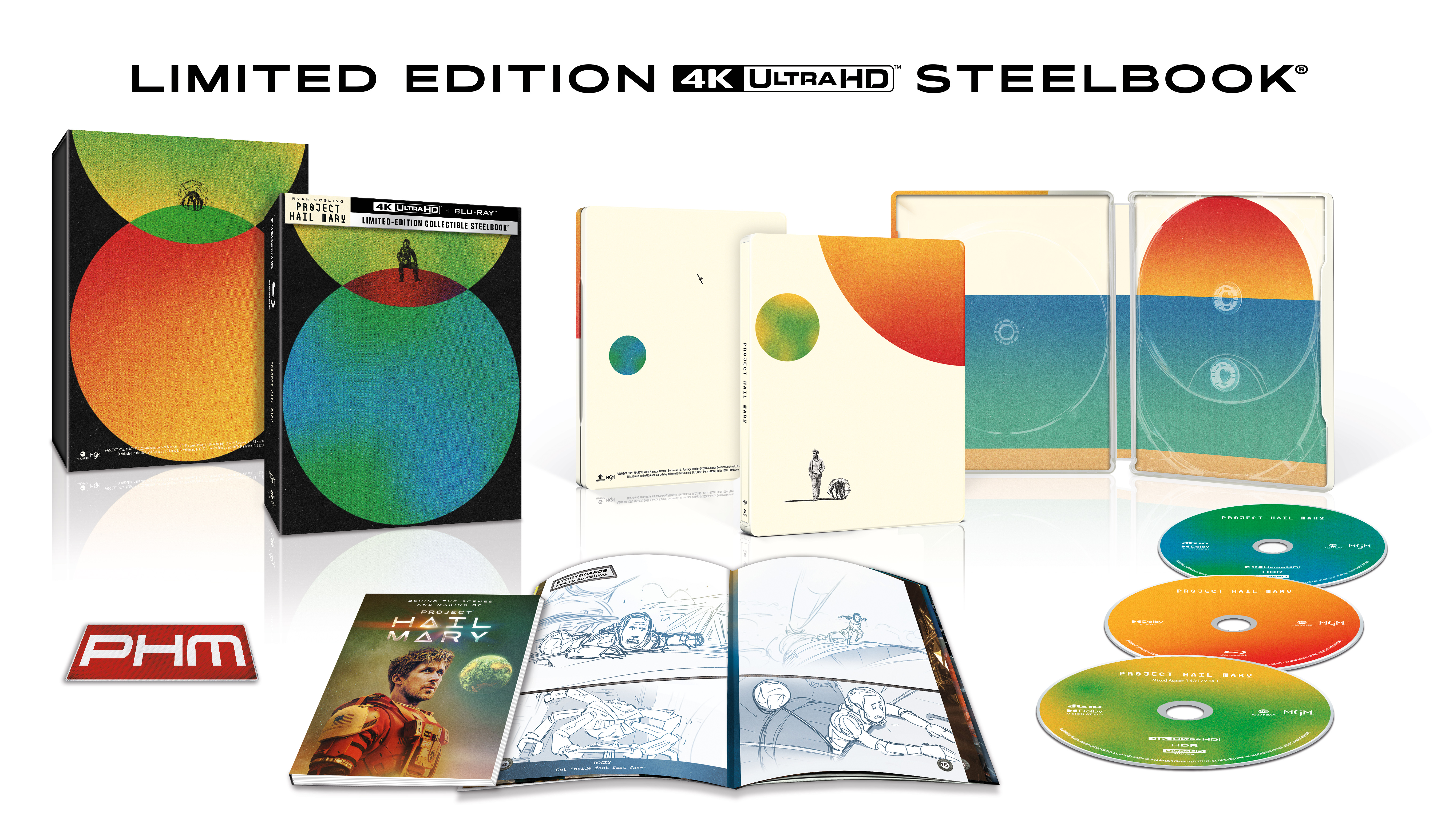 Front, back, interior, and contents of the Project Hail Mary Amazon Exclusive Limited Edition Collector's 4K Ultra HD SteelBook®