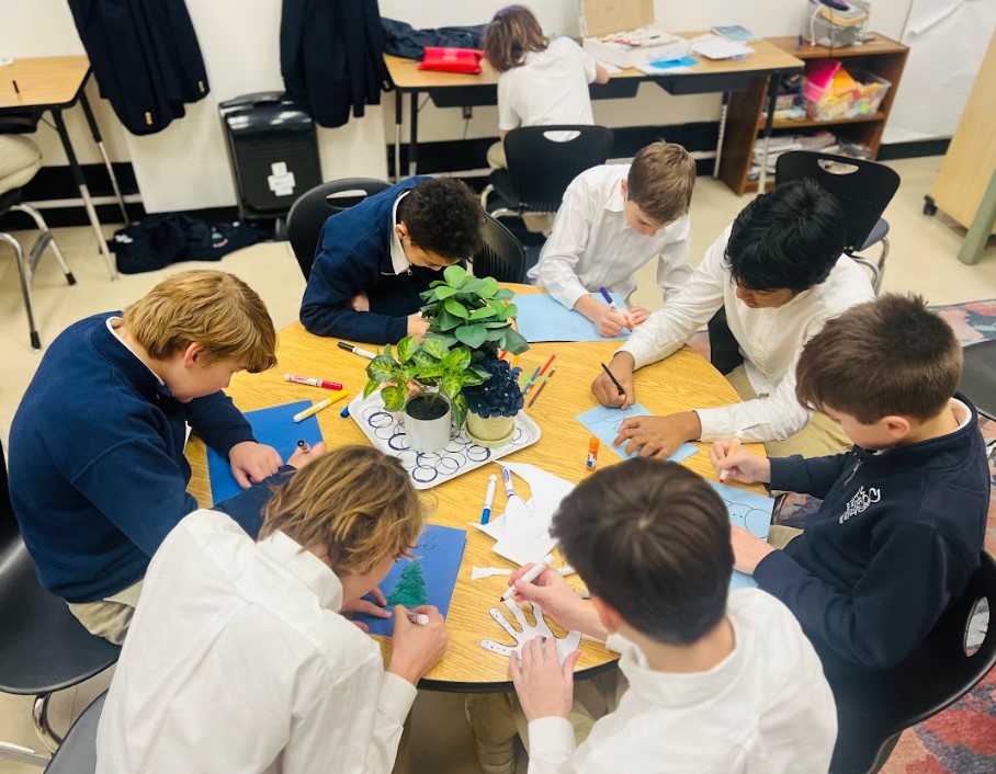 Winter Joy 2 students preparing cards