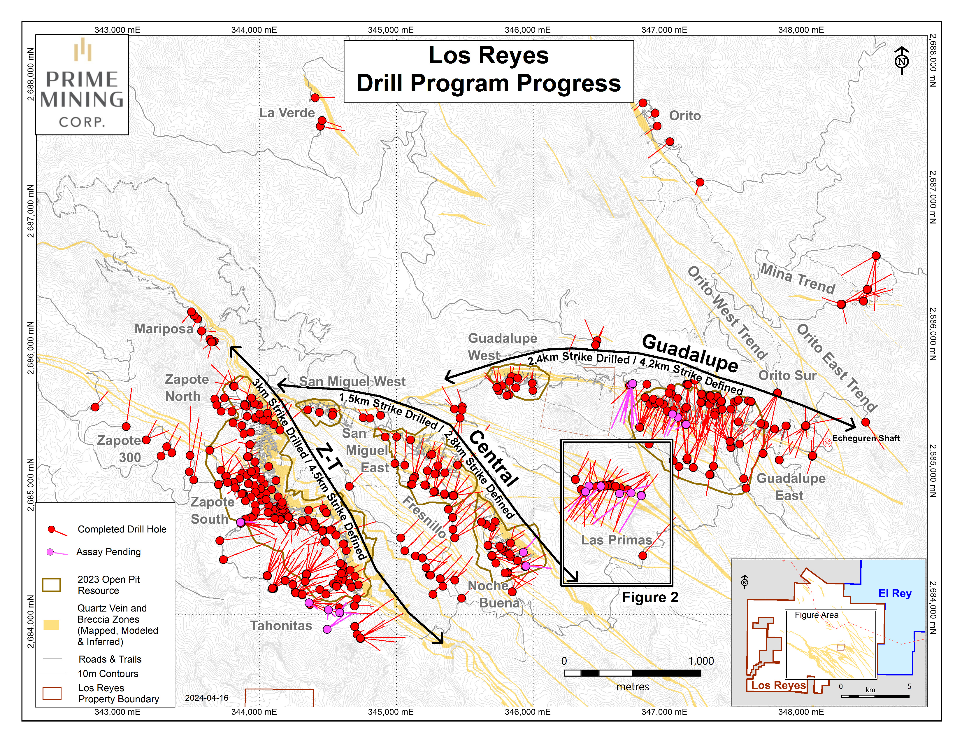 Figure 1 Los Reyes Drill Program Progress v2_Apr 2024