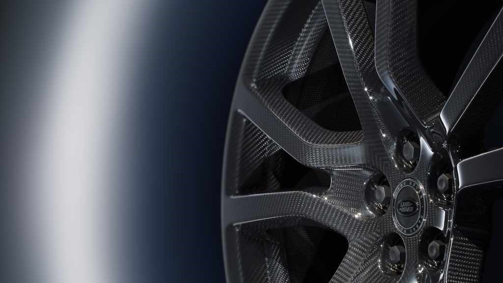 The Carbon Revolution carbon fiber wheel is significantly lighter than the equivalent aluminum wheel. Source: JLR