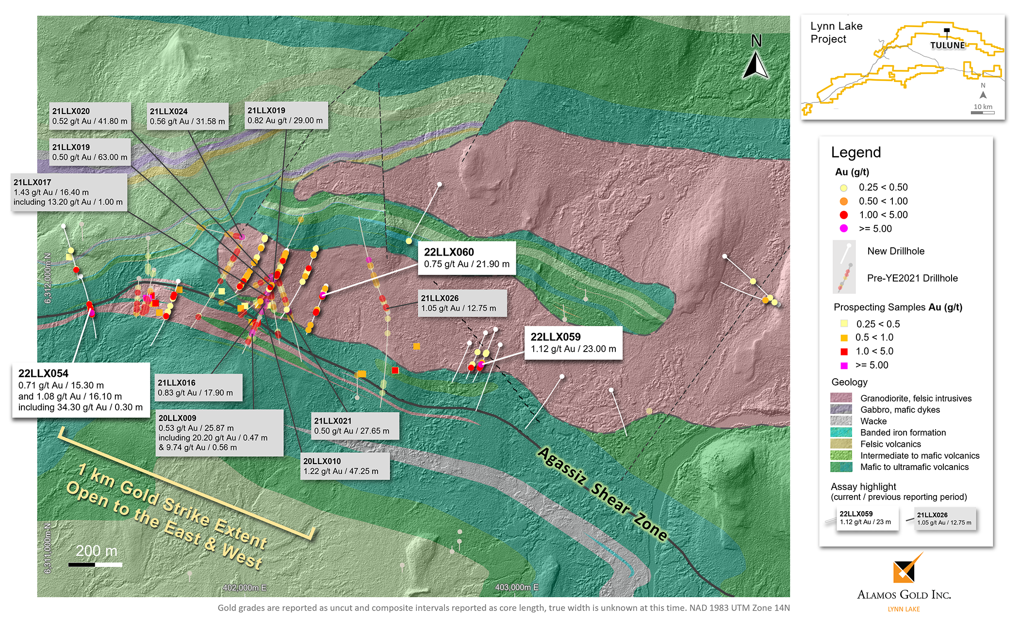 Figure 5 Lynn Lake – Tulune Target Area Drillhole Plan Map