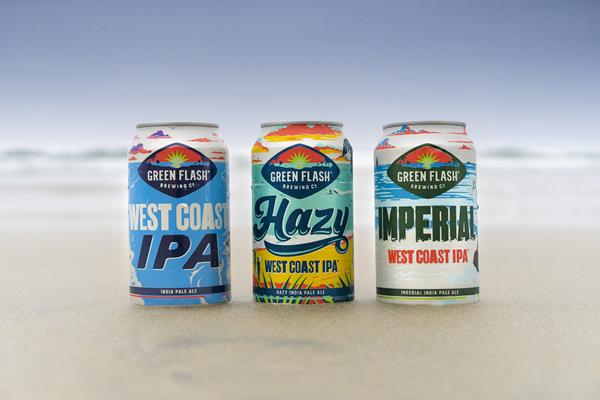 Featured: Green Flash Brewing Co. WEST COAST IPA® beer, Hazy West Coast IPA and Imperial West Coast IPA.