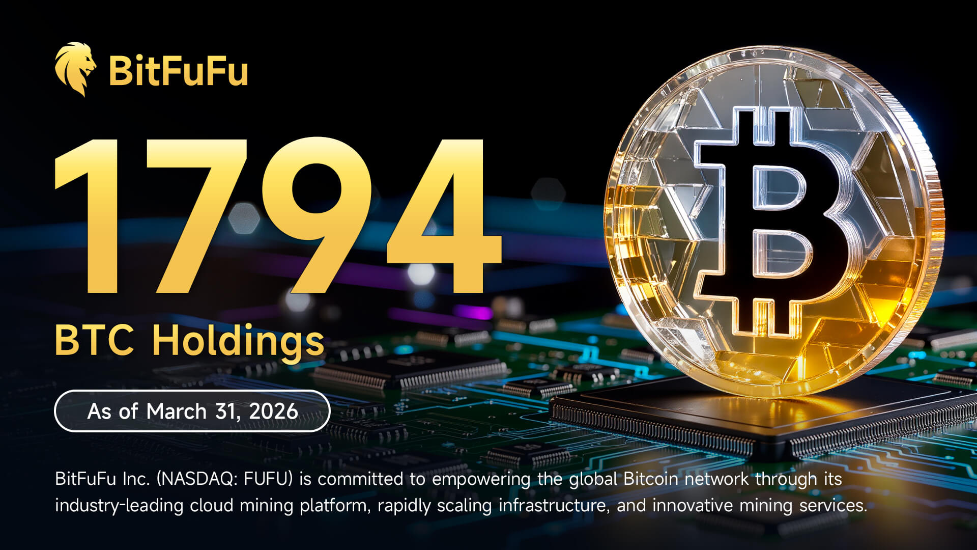 As of March 31, 2026, BitFuFu held 1,794 BTC.